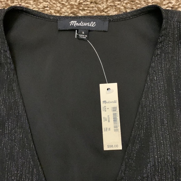 NWT Madewell Shimmer Black Top - Picture 5 of 6
